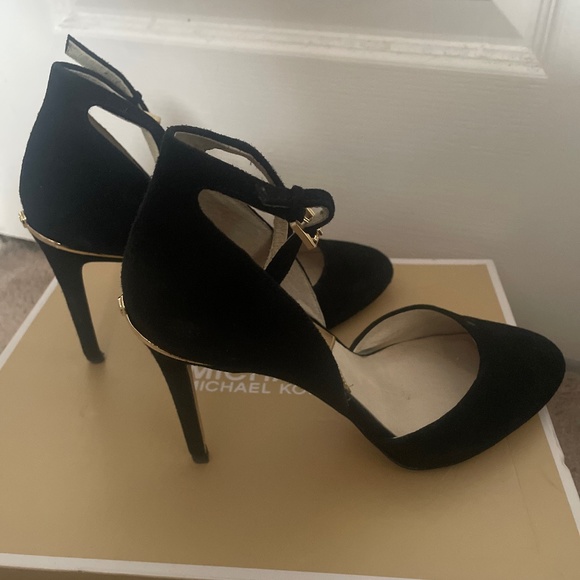 Michael Kors Black Suede Ankle Strap Heels - Picture 1 of 4